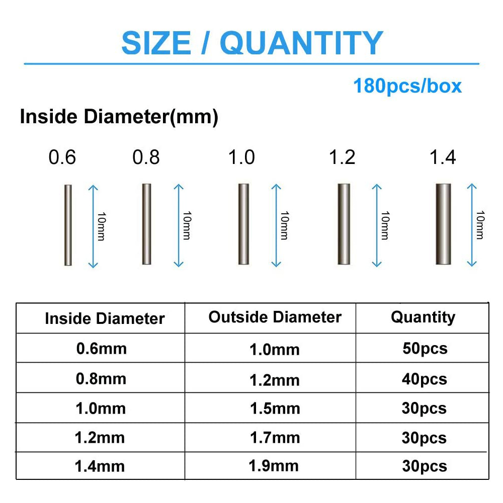 180 pçs/caixa 0.6mm-1.4mm tubo - Fishing Line Box avaliação e preço